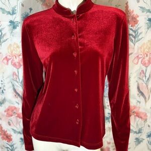 Vintage Saks Fifth Avenue Red Velvet Button Down Shirt